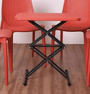 Supreme Scissor Height-Adjustable Multi-Purpose Plastic Table for Work from Home, Study, Dining & Outdoor (Red, Folding table, Rectangular) - Image 5